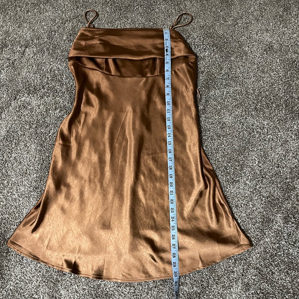 Saints & Secrets Brown Satin Slip Mini Dress Large NWT - Picture 14 of 14